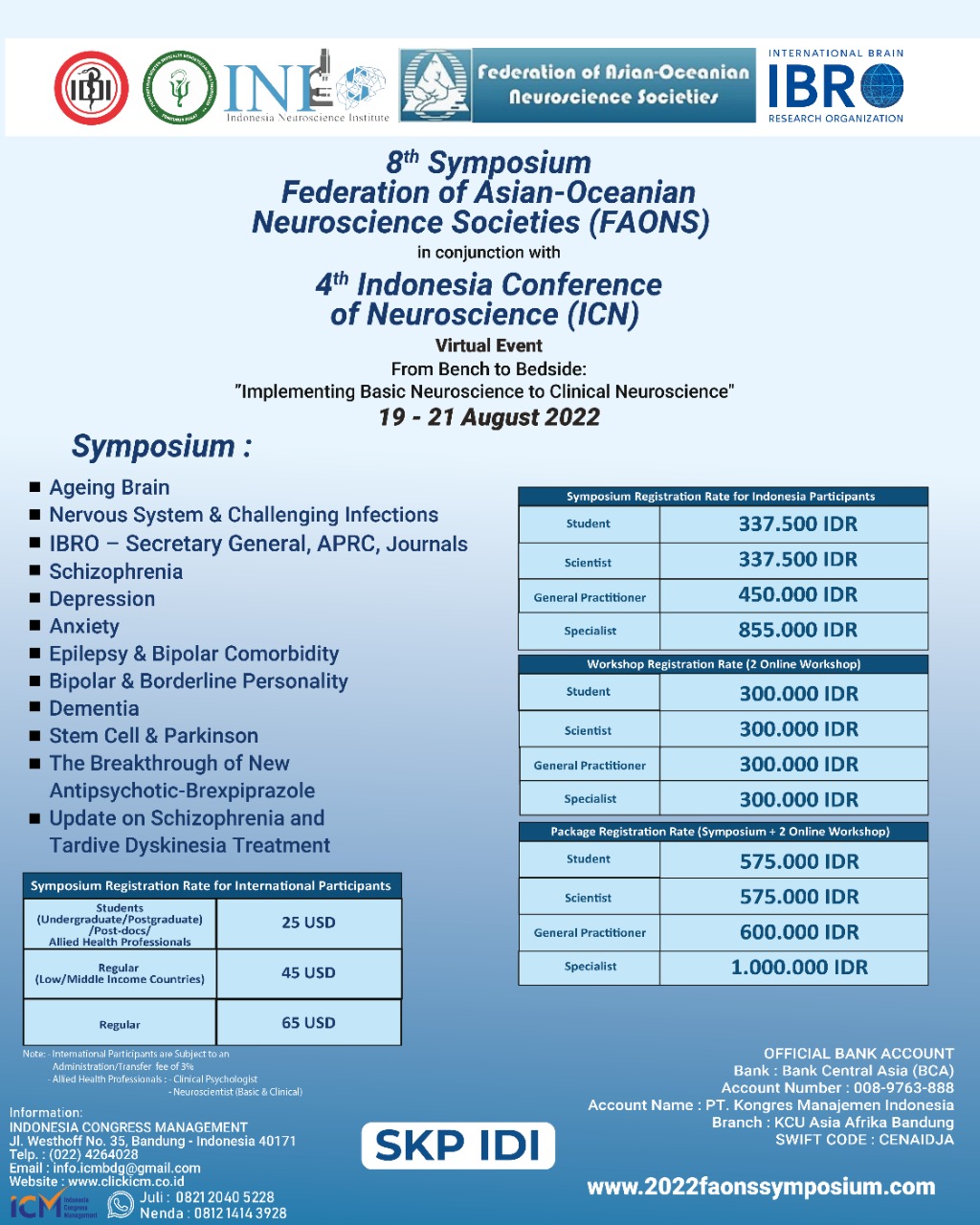 8th Symposium Federation of Asian-Oceanian Neuroscience Societies in conjunction with 4th ICN